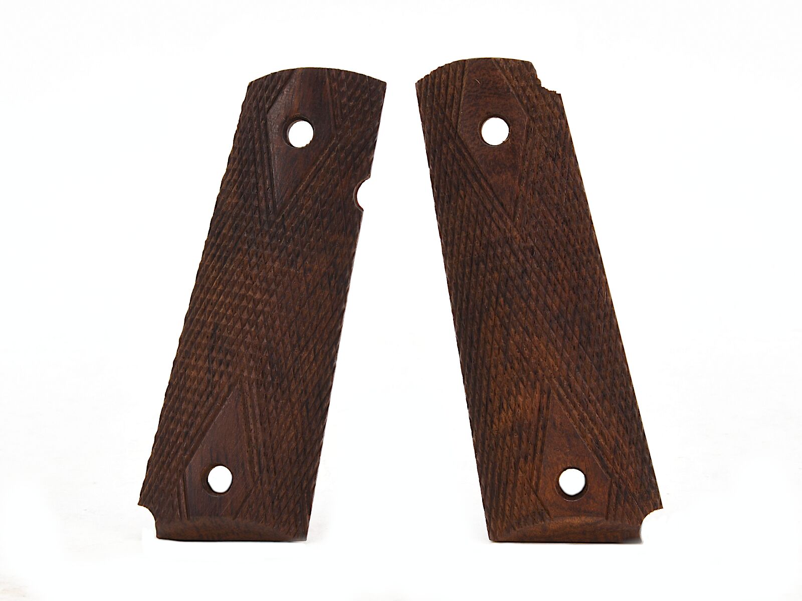 Colt 1911 Double Diamond Checkered Rosewood Grips Image 1